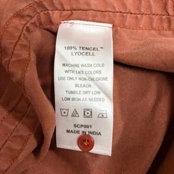 Quince Vintage Wash Tencel Camp Shirt Terracotta Size M Preppy Minimalist Boxy - Picture 6 of 7